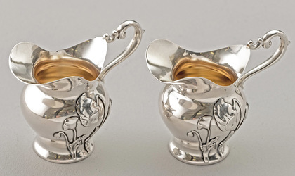 Art Nouveau Jugendstil Silver Milk Jugs (Pair) - Poppy, Lutz & Weiss, Miniature Silver